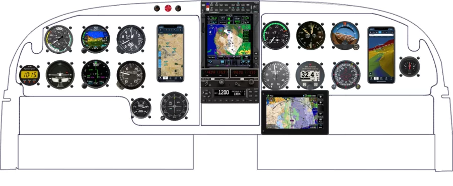 A Piper Aircraft PA-23 instrument panel design