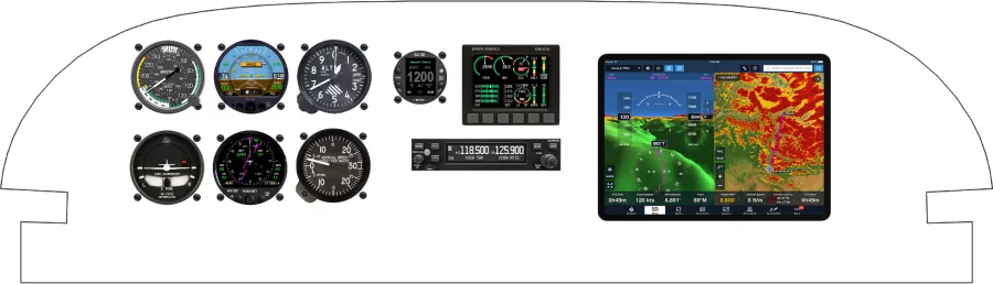 An Van's Aircraft RV-6 instrument panel with the Dynon D10