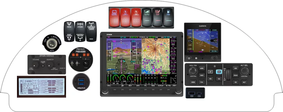 An Van's Aircraft RV-4 instrument panel with the Dynon SkyView HDX