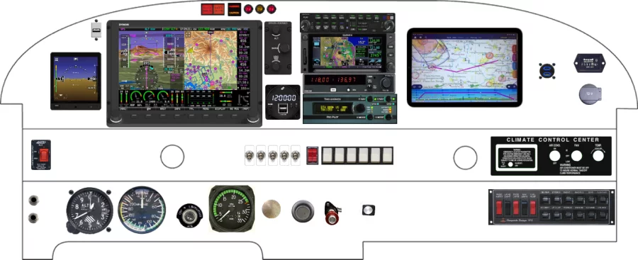 A Piper Aircraft PA-28 instrument panel with the Dynon SkyView HDX