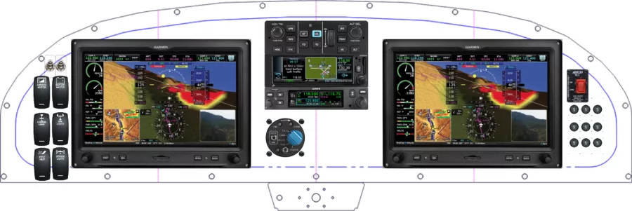 An RANS Aircraft S-20 / S-21 instrument panel with the Garmin G3X Touch