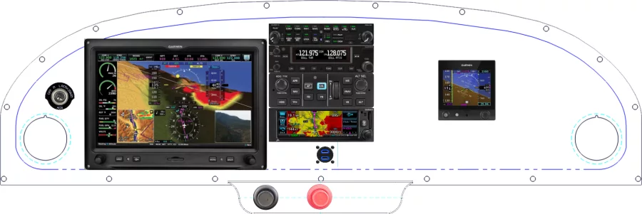 An RANS Aircraft S-20 / S-21 instrument panel with the Garmin G3X Touch
