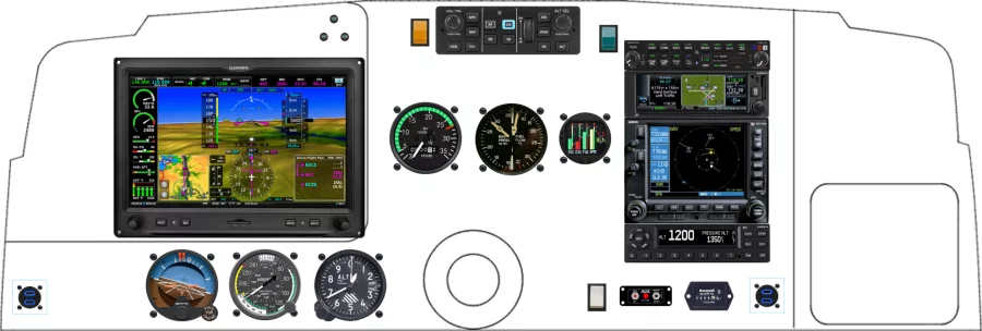 An Beechcraft A36 instrument panel with the Garmin G3X Touch