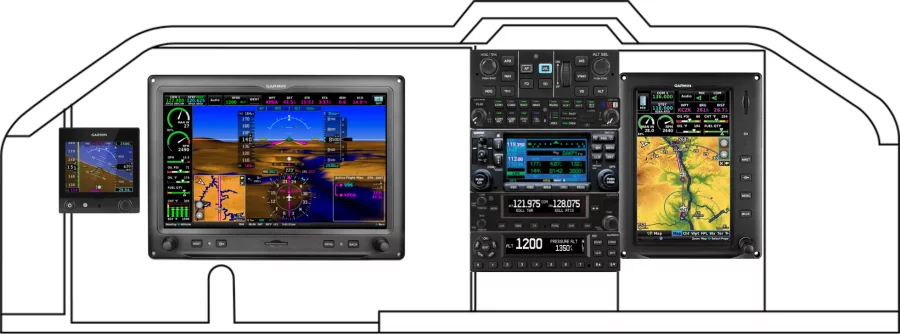 An Mooney M20J instrument panel with the Garmin G3X Touch