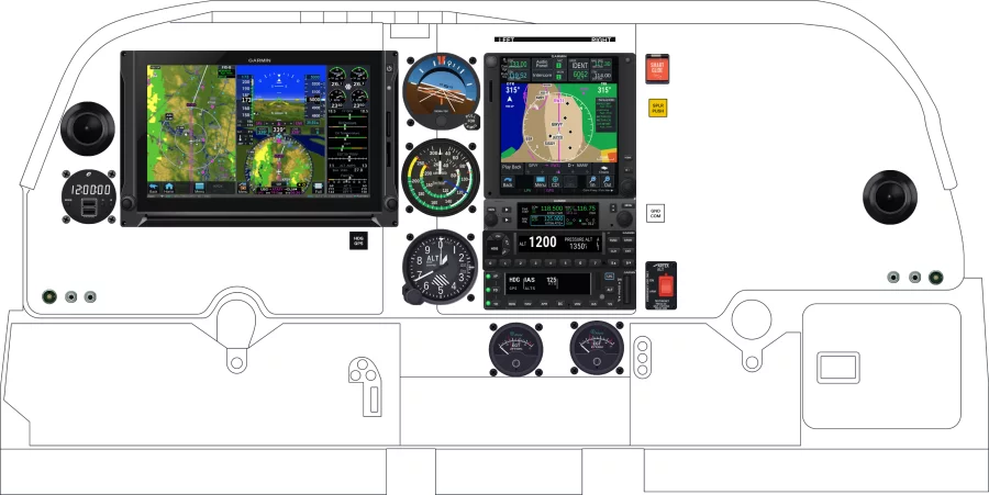 An instrument panel design with the Garmin G500 and G600 TXi