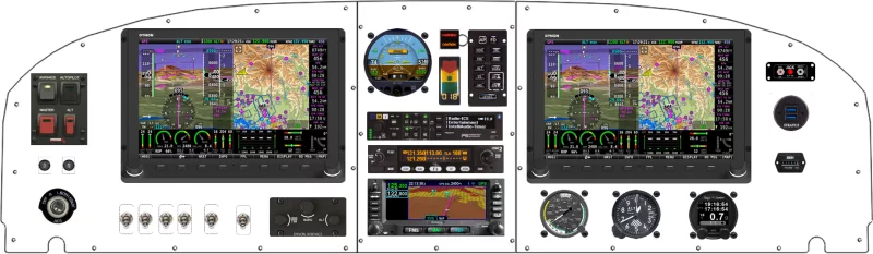 An Van's Aircraft RV-14 instrument panel with the Dynon SkyView HDX