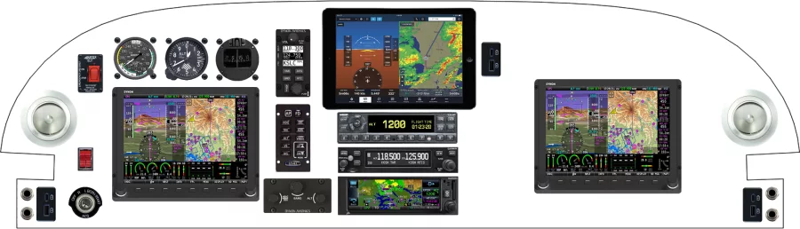 An Van's Aircraft RV-6 instrument panel with the Dynon SkyView HDX