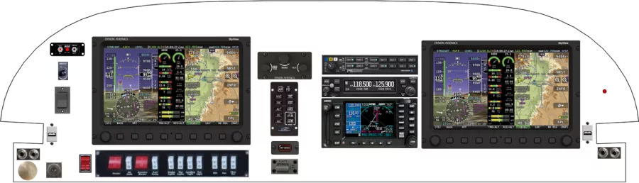 An Van's Aircraft RV-6 instrument panel with the Dynon SkyView Classic and Touch