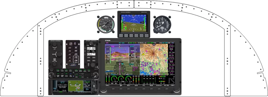 An Van's Aircraft RV-8 instrument panel with the Dynon D10