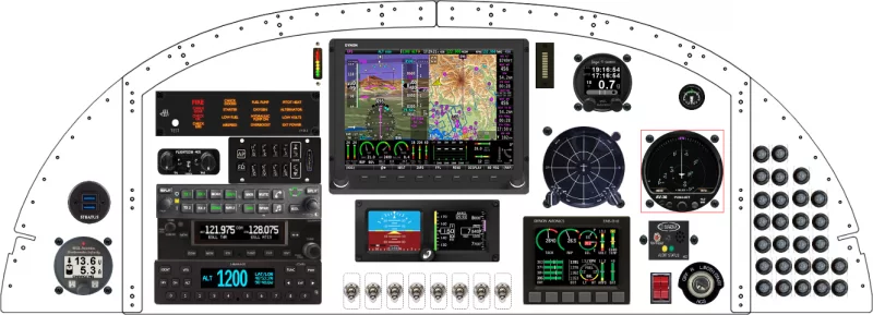 An Van's Aircraft RV-8 instrument panel with the Dynon D10