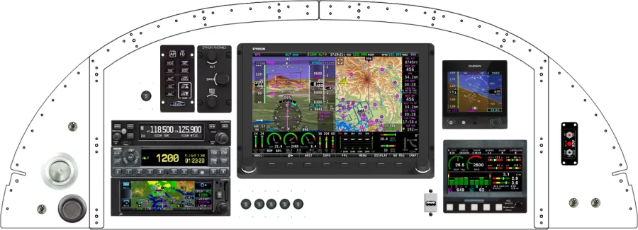 An Van's Aircraft RV-8 instrument panel with the Dynon SkyView HDX
