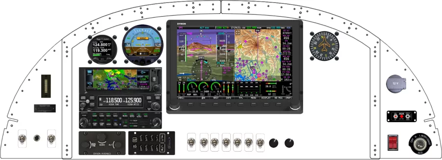 An Van's Aircraft RV-8 instrument panel with the Dynon SkyView HDX