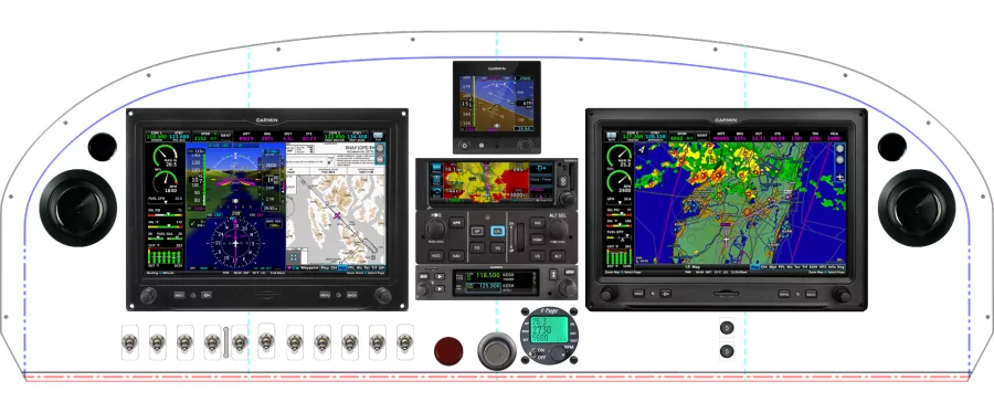 An RANS Aircraft S-20 / S-21 instrument panel with the Dynon SkyView HDX