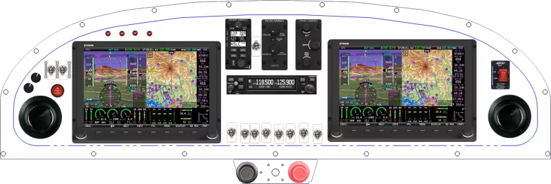 An RANS Aircraft S-20 / S-21 instrument panel with the Dynon SkyView HDX