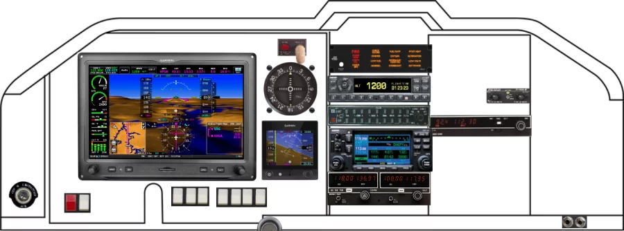 An Mooney M20J instrument panel with the Garmin G3X Touch