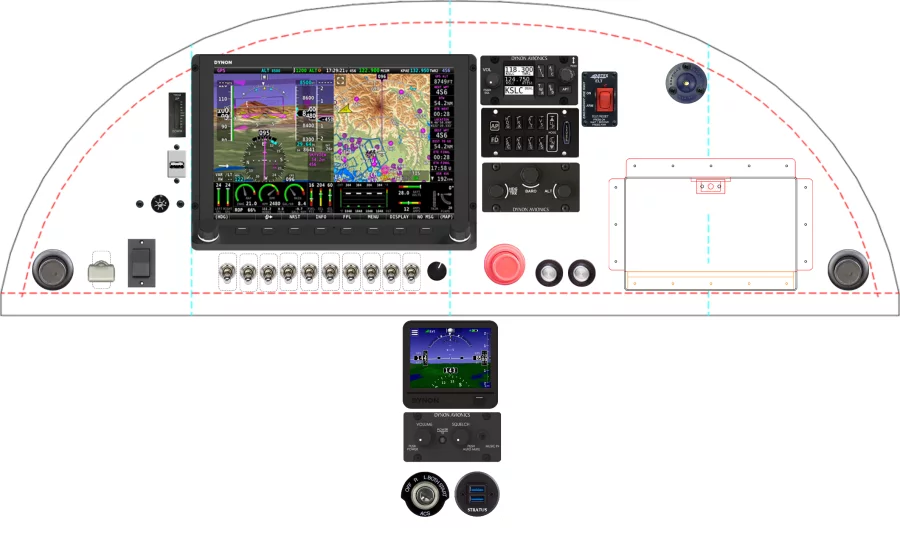 A Zenith Aircraft Company STOL CH 750 instrument panel with the Dynon SkyView HDX