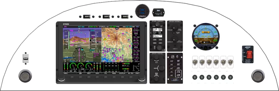 A Zenith Aircraft Company STOL CH 750 instrument panel with the Dynon SkyView HDX