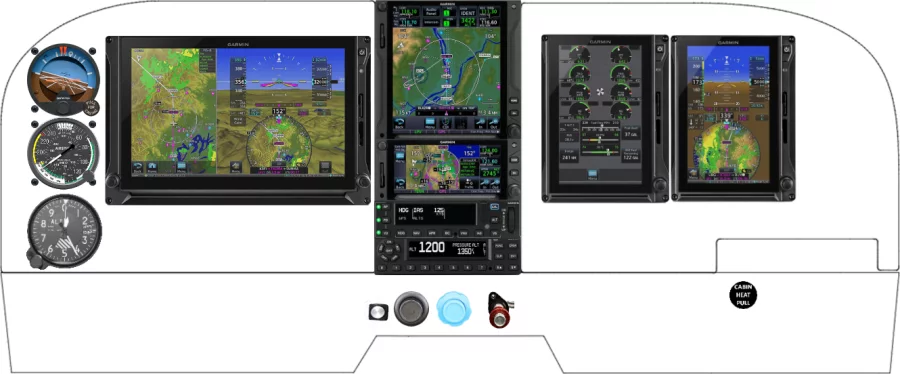 A Cessna 182P, Q, R, R182, TR182 instrument panel with the Garmin G500 and G600 TXi