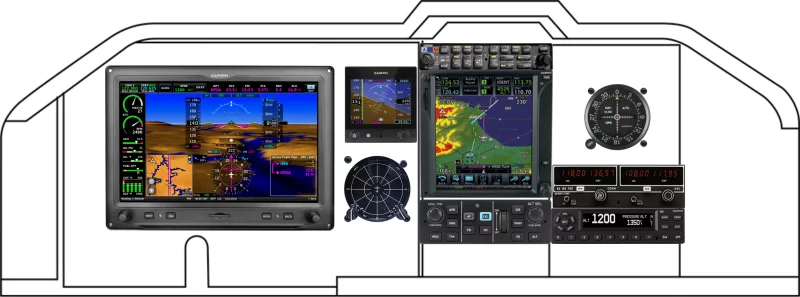 An Mooney M20J instrument panel with the Garmin G3X Touch