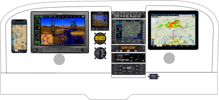 A Cessna 172 instrument panel with the Garmin G3X Touch