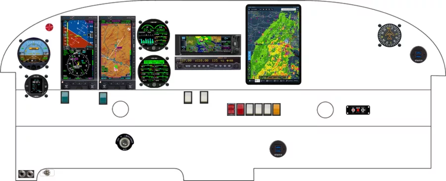 A Piper Aircraft PA-28 instrument panel with the Aspen Evolution