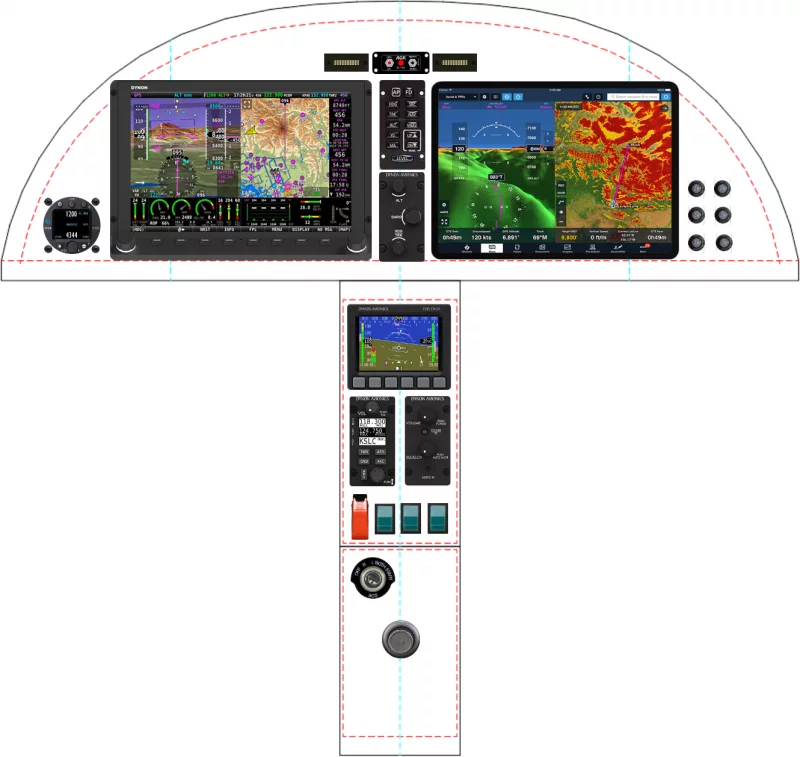 A Zenith Aircraft Company STOL CH 750 instrument panel with the Dynon SkyView HDX